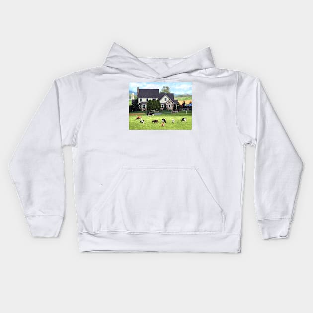 Lancaster PA - Family Farm With Cows in Pasture Kids Hoodie by SusanSavad